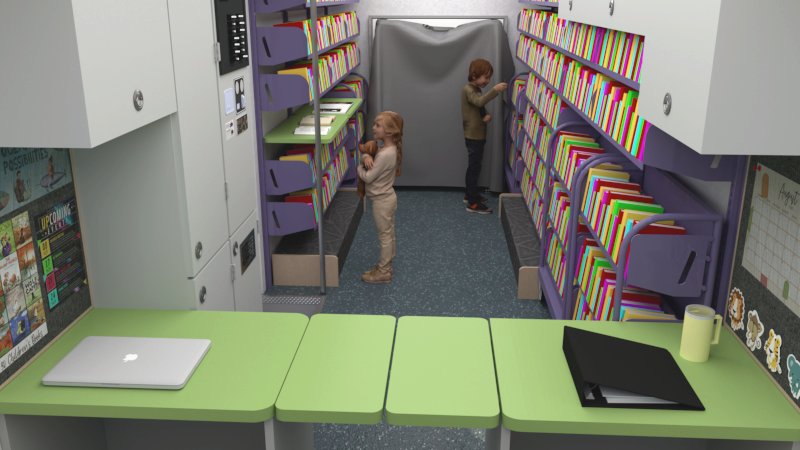 Bookmobile Interior digital render
