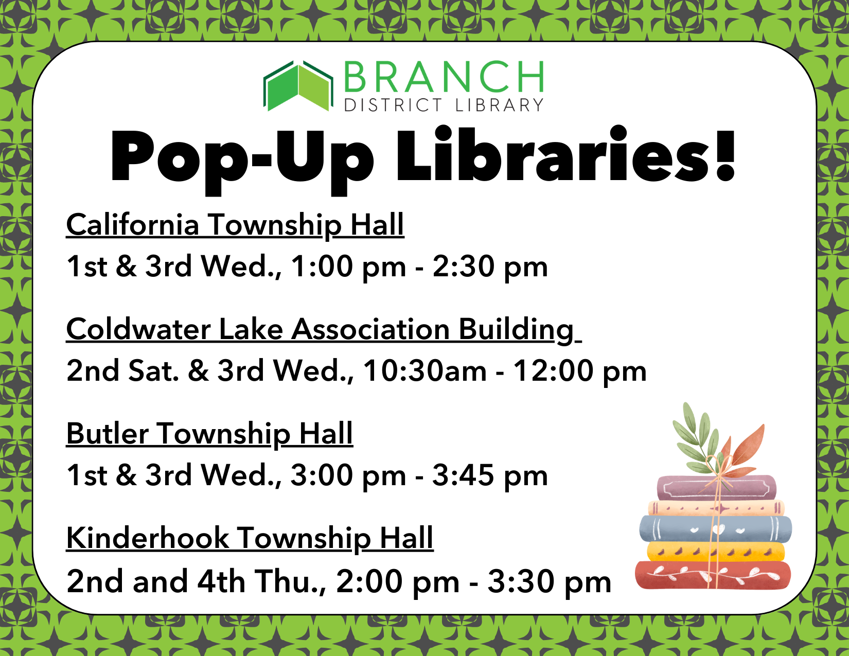 Pop-Up Library Schedule