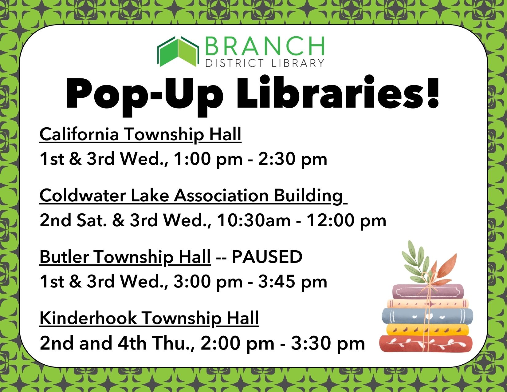Pop-Up Library Schedule