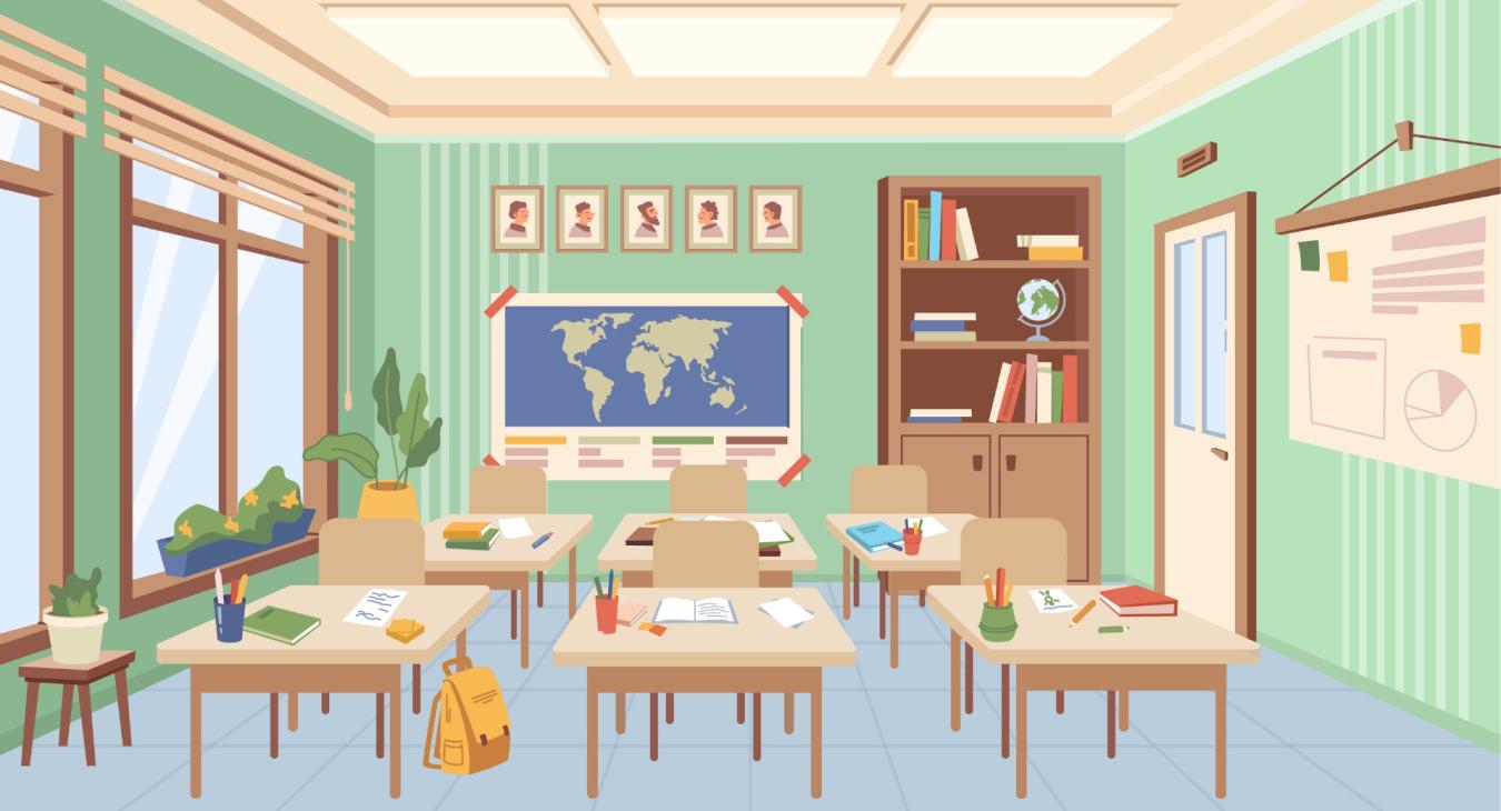 Image showing an idealized classroom setting.